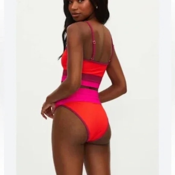 New! SET Beach Riot Eva Top Emmy Bottom Be Mine Colorblock Bikini 31404 - Picture 3 of 10